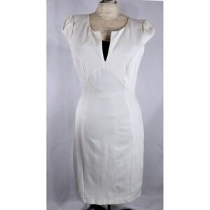 Lulu's White‎ Sheath Dress V-Neck Career Cocktail Party Dress Size  Small
